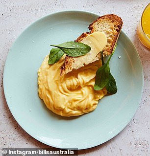 Pictured are Bill's 'perfected' scrambled eggs