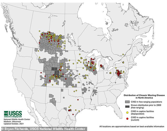 According to the US Geological Survey, CWD has spread to more than 31 US states, two Canadian provinces and South Korea