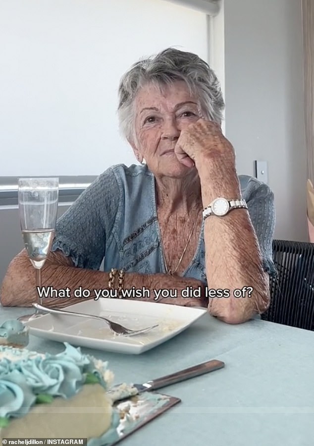 Rachel asked if her grandmother had any regrets – and others around the table laughed at the intense question.  