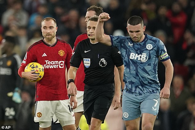 John McGinn (R) had given Aston Villa the lead after his free kick ended up in the net