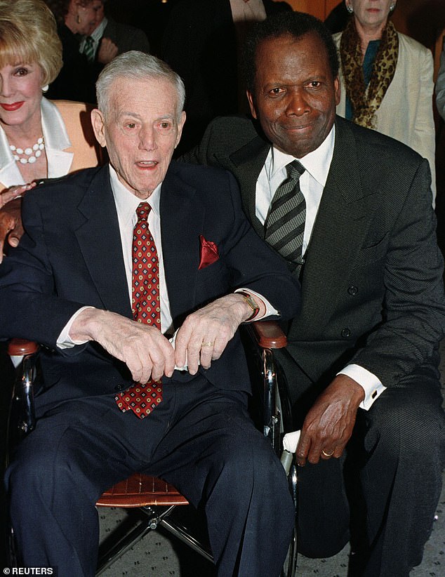 The late Stanley Kramer directed the iconic 1967 film Guess Who's Coming to Dinner.  Pictured with late star Sidney Poitier, in LA in June 1998