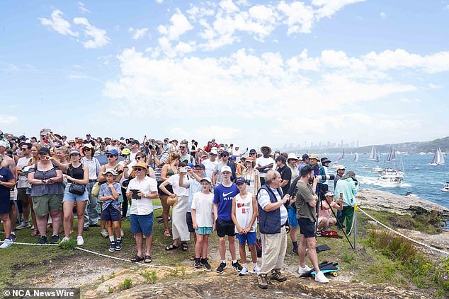 Not all Aussies were left cold during the race, however, with huge crowds lining viewpoints around Sydney Harbor for the start (pictured)