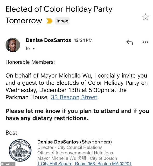 Wu City Council Relations Director Denise DosSantos reportedly accidentally invited the chamber to the exclusive event and apologized for any wrongdoing.