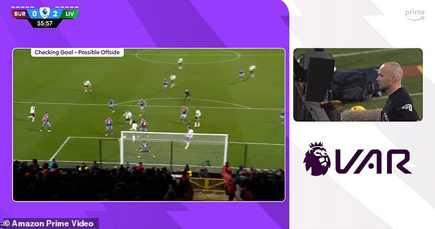 Salah appeared to be pushed offside by Burnley defender Jordan Beyer (No. 5)