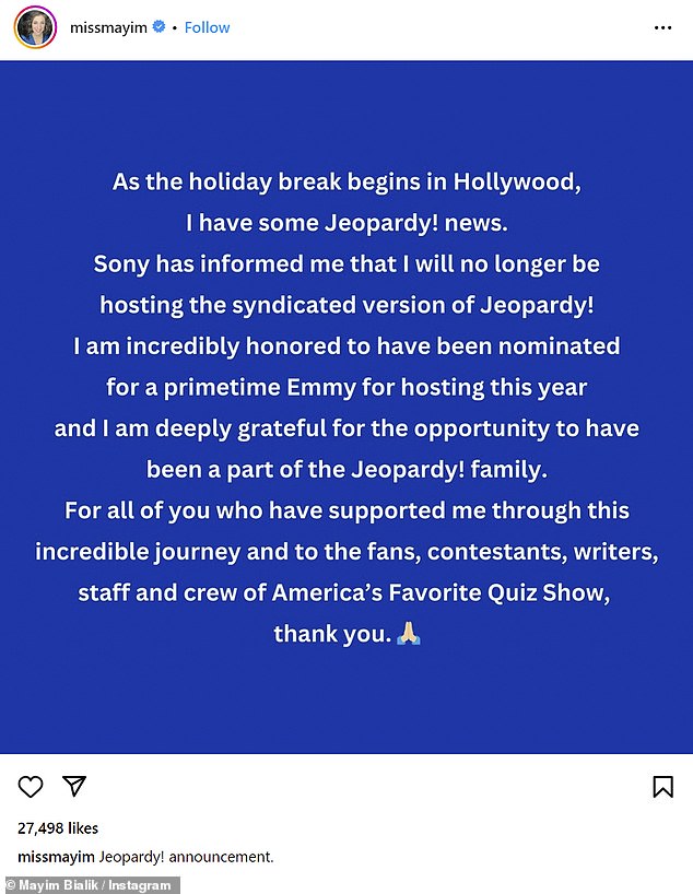 She took to Instagram on December 15 to confirm the rumors of her departure, as she had not been seen on the show since her last appearance in May.