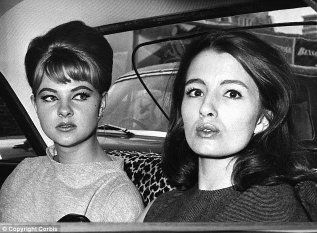 Ms Keeler, pictured right, in a car with her friend Mandy Rice-Davies, who was also involved in the affair scandal