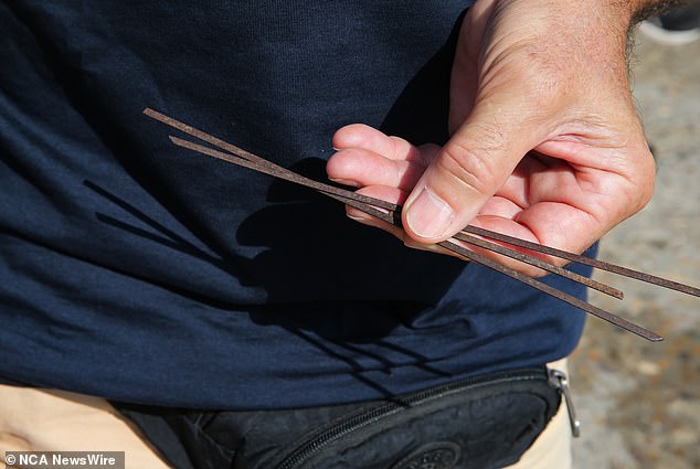 Mr Riabic collected waste metal hairs that fell from the street sweepers used by the municipality to clean the streets and park areas after the Christmas party