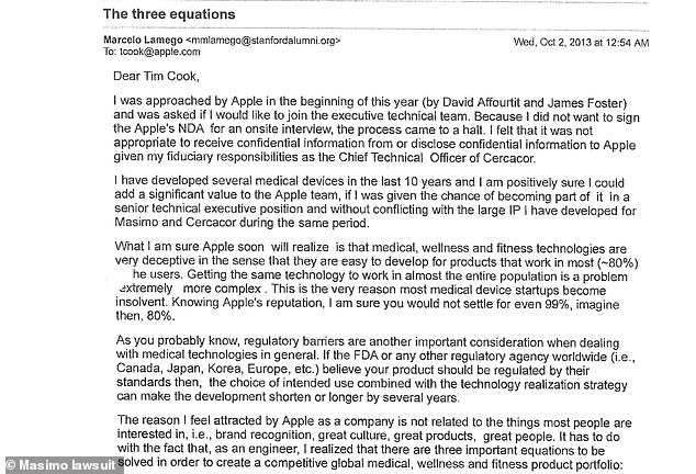 Marcelo Lamego emailed Cook 10 years ago, promising to make Apple 