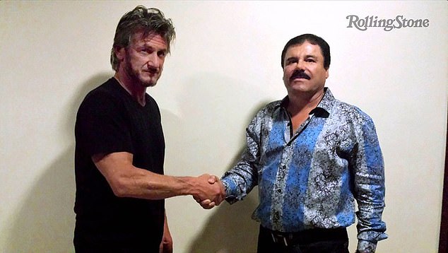 Guzman meets actor Sean Penn.  Penn went to interview him for Rolling Stone magazine