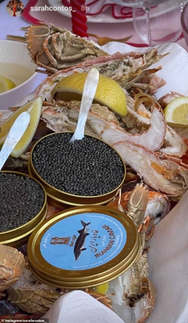 In the photos Sarah shared on Instagram, two cans of Iranian caviar are on the table.  Beluga caviar is considered 'the best of all caviars' with soft butter and almond notes