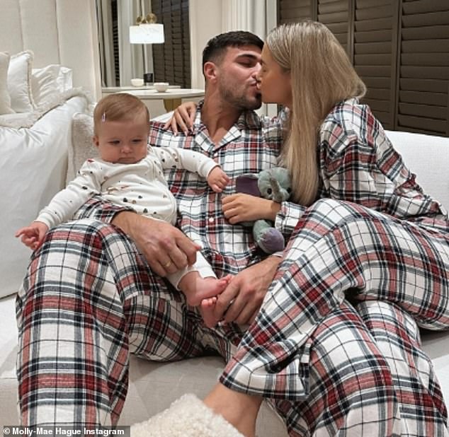 It comes after Molly-Mae planted a kiss on fiance Tommy as they spent Christmas Eve in matching pajamas and Bambi