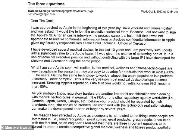 The announcement comes after an email from a former Masimo scientist to Tim Cook surfaced