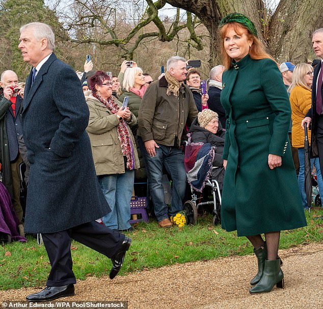 Prince Andrew and Sarah Ferguson, Duchess of York, attend Christmas Day service at St. Mary Magdalene Church in December 2023