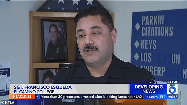 Sergeant Francisco Esqueda of the El Camino College Police Department said Davis is a homeless man his department has had previous contact with