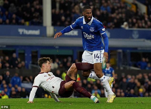 Stones suffered the injury when he tackled Everton striker Beto before half-time