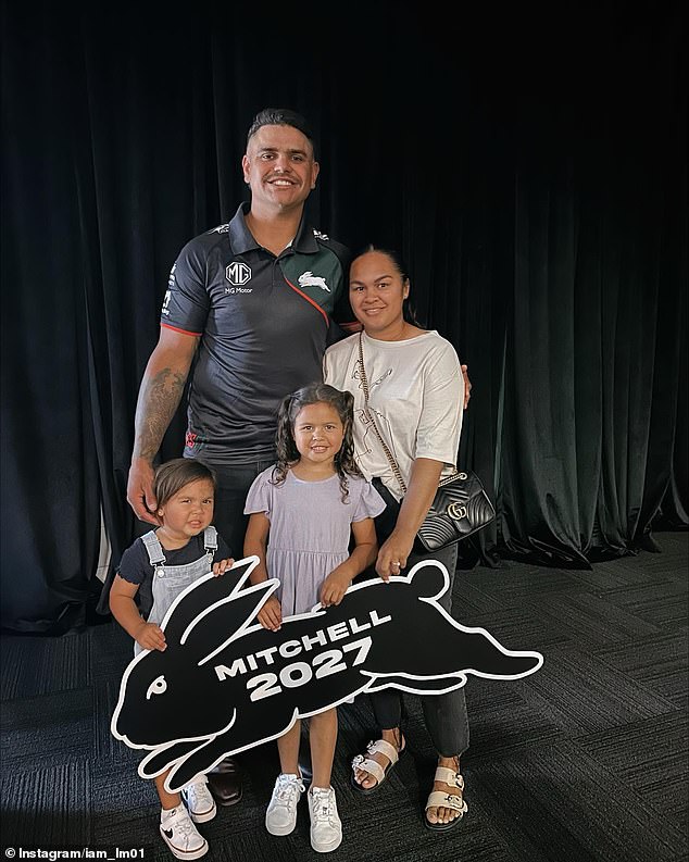 Mitchell and wife Brielle with their two daughters Inala and Aleena prior to the arrival of their new son and brother