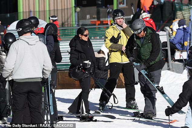 The actress was seen getting ready before hopping on a chairlift to take her into the mountains