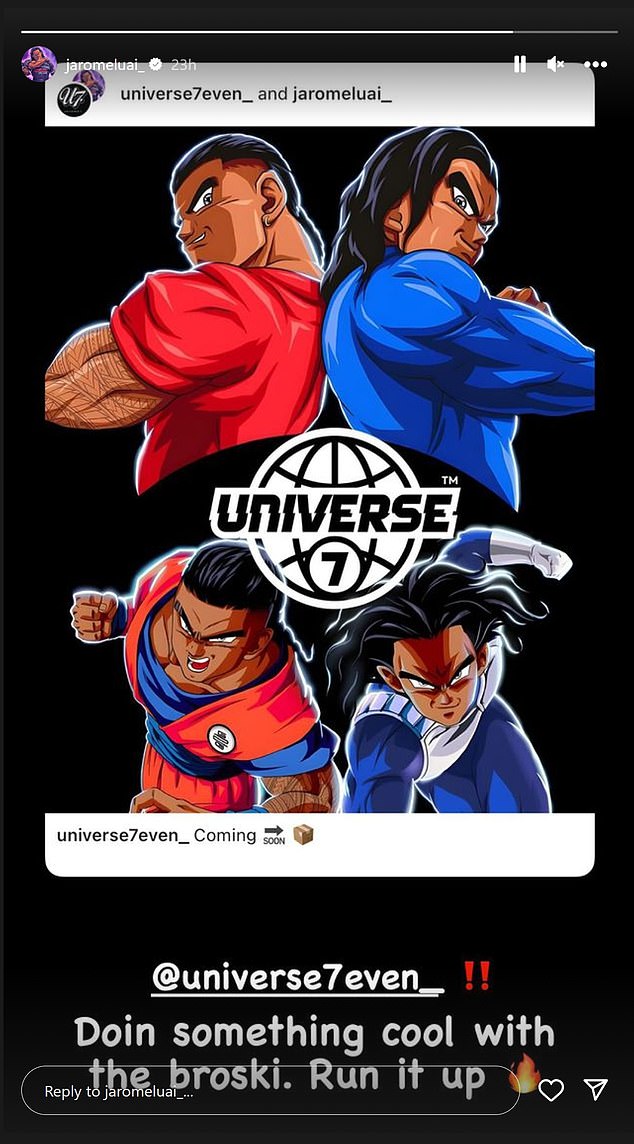 Luai announces the clothing brand Universe 7even together with To'o on his Instagram stories