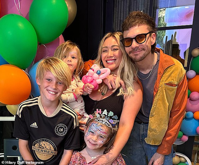 Hilary and Matthew and her husband share Banks, five, and Mae, three, and Luca, 11, from Duff's previous marriage