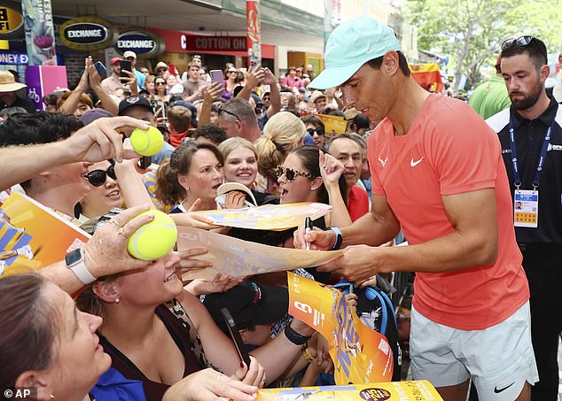 Hundreds of tennis fans flocked to Brisbane's Queen Street Mall to meet Nadal