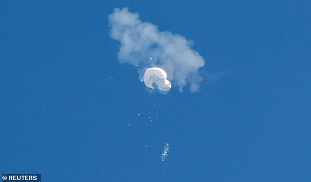 Last week's Chinese spy balloon after it was shot down by an F-22 over the South Carolina coastline on Saturday