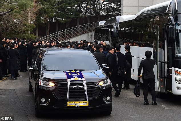 Crowds gathered at the funeral to remember the late father, husband and actor