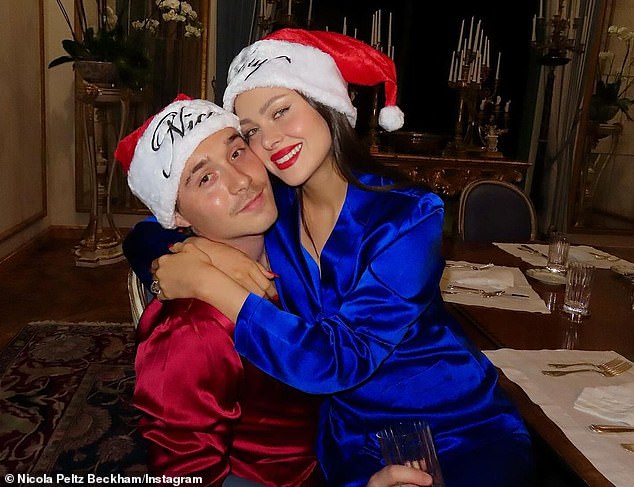 Meanwhile, eldest son Brooklyn, 24, and wife Nicola, 28, spent the season with her billionaire family in Palm Springs