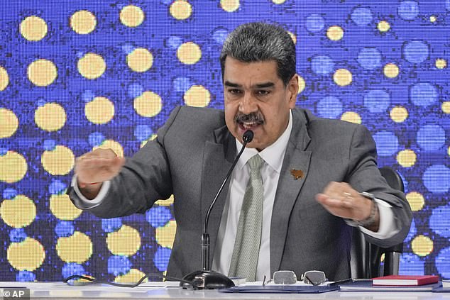 Venezuelan President Nicolas Maduro speaks during the notification ceremony for the referendum on the future of a disputed territory with Guyana, in Caracas, Venezuela, on December 4, 2023