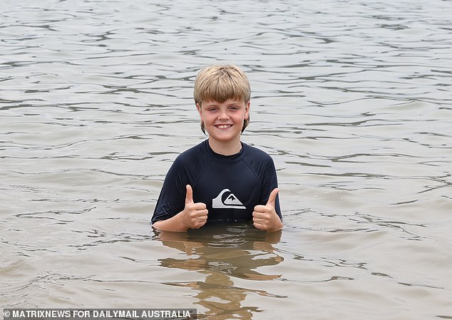 This young swimmer gave two thumbs up to the new Penrith Beach