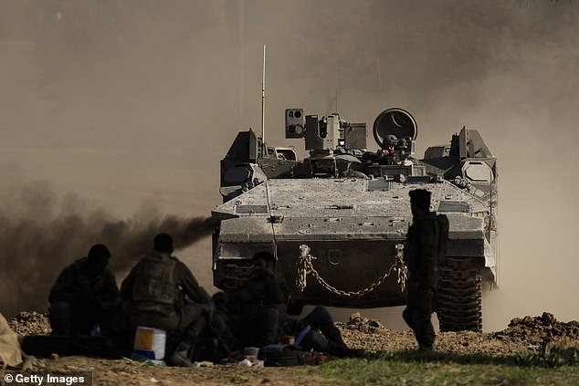 Israeli armored personnel carrier approaches Gaza border