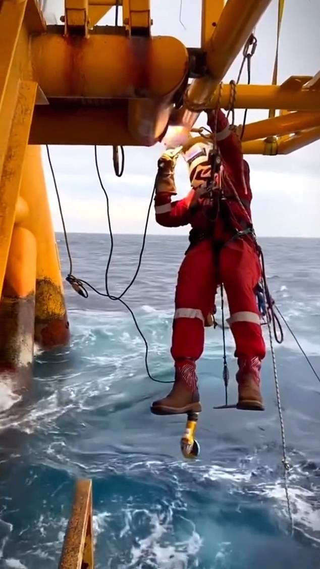 The video shows giant waves that have been the cause of previous oil rig accidents and sleep disorders