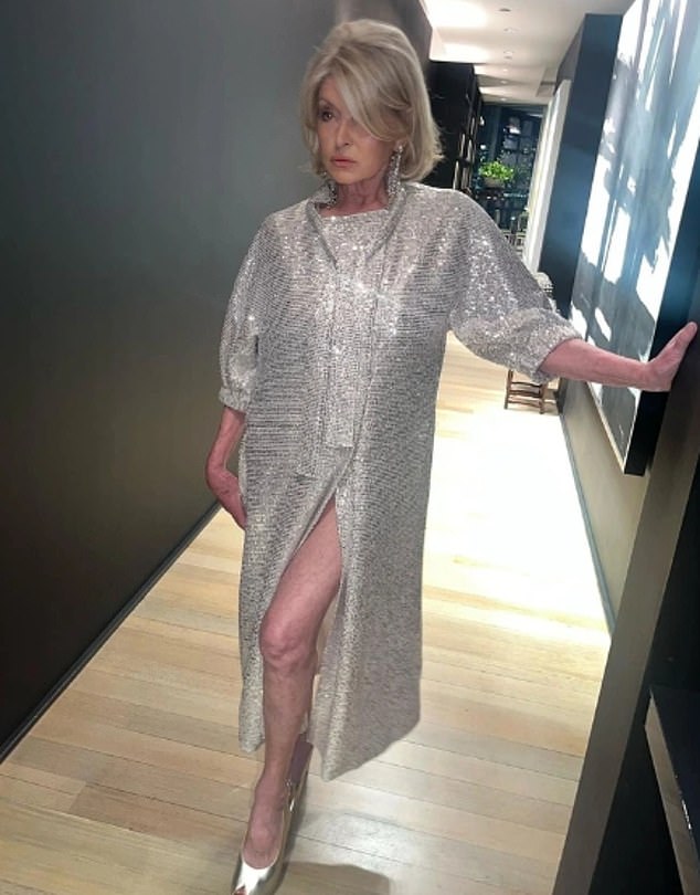 The 82-year-old cooking guru (seen in October 2023) showed off her youthful glow as she posed in front of the mirror