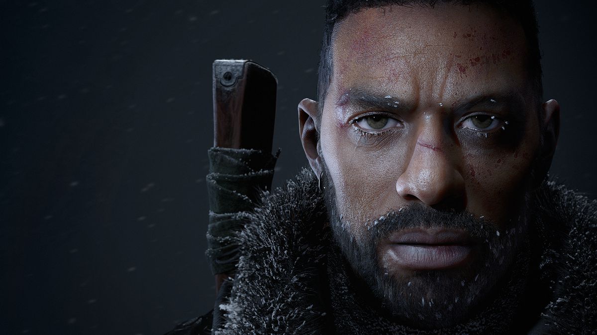 Artwork from The Day Before, featuring a black man in survival gear wearing winter clothing