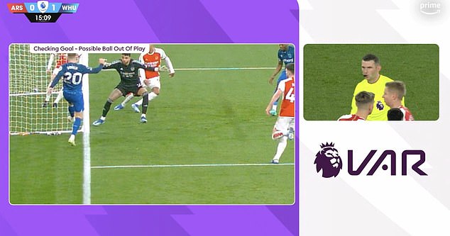 The VAR could not determine whether the ball had gone out of play in the build-up to Tomas Soucek's