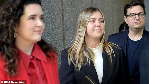 Brittany Higgins is seen in court.  She has since moved to Lunas, France