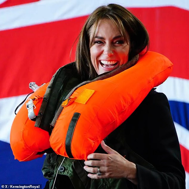 Another photo shows Kate at the Royal Naval Air Station in Yeovil, Somerset