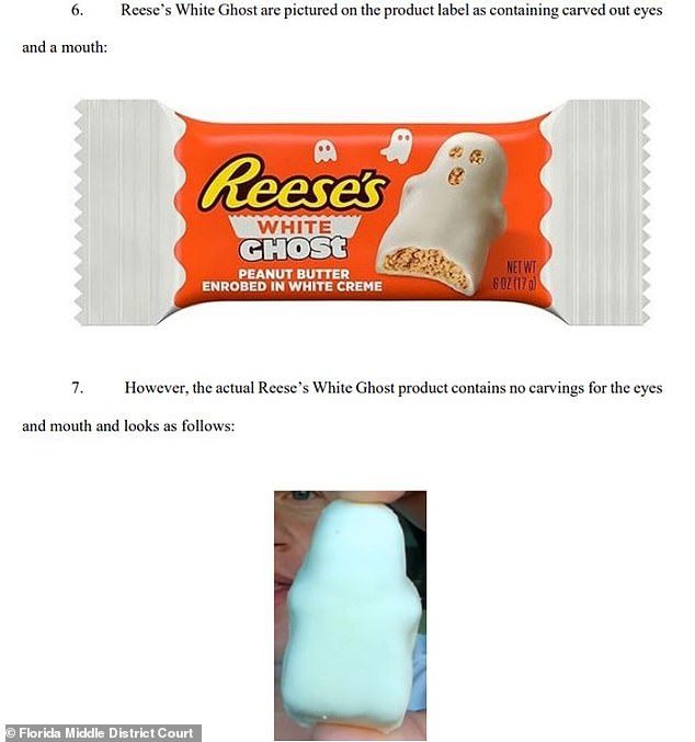 The package included images of Reese's Peanut Butter Pumpkins, Reese's White Pumpkins, Reese's Peanut Butter Ghost, Reese's White Ghost and Reese's Peanut Butter Bats