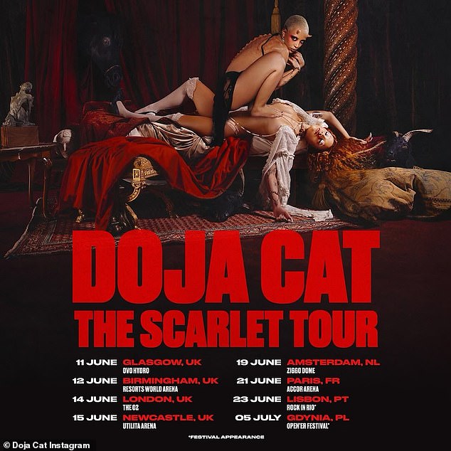 Earlier this month, Doja announced international dates for The Scarlet Tour, which kicks off in Britain in June next year