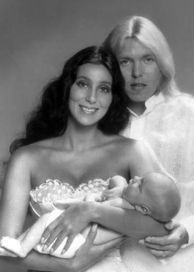 Cher and Greg Allman with their 10-week-old son Elijah Blue Allman in Los Angeles