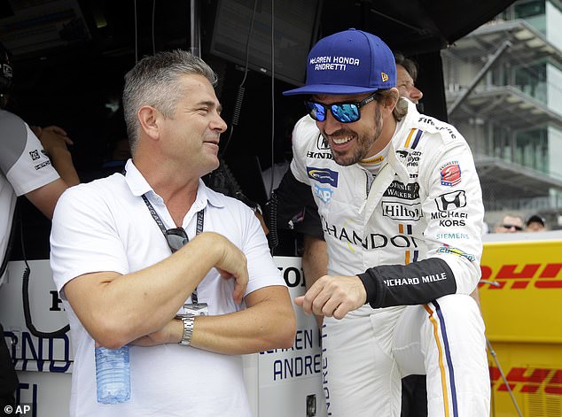 de Ferran, pictured in 2017 with Fernando Alonso, raced with his son in Florida