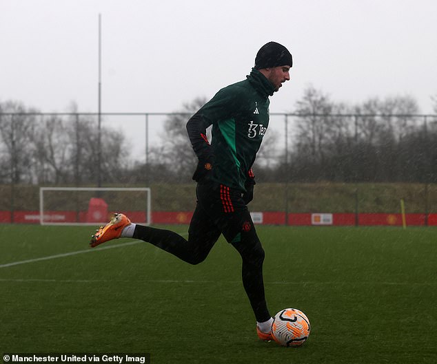 Mason Mount is seen during Manchester United training for the first time since November