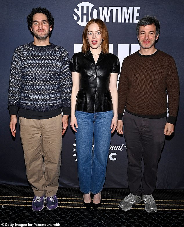 Emma stole the show as she flashed her megawatt smile alongside series creators Nathan Fielder and Benny Safdie