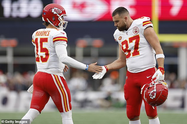 Despite his fall, the two-time Super Bowl winner is still Patrick Mahomes' favorite target