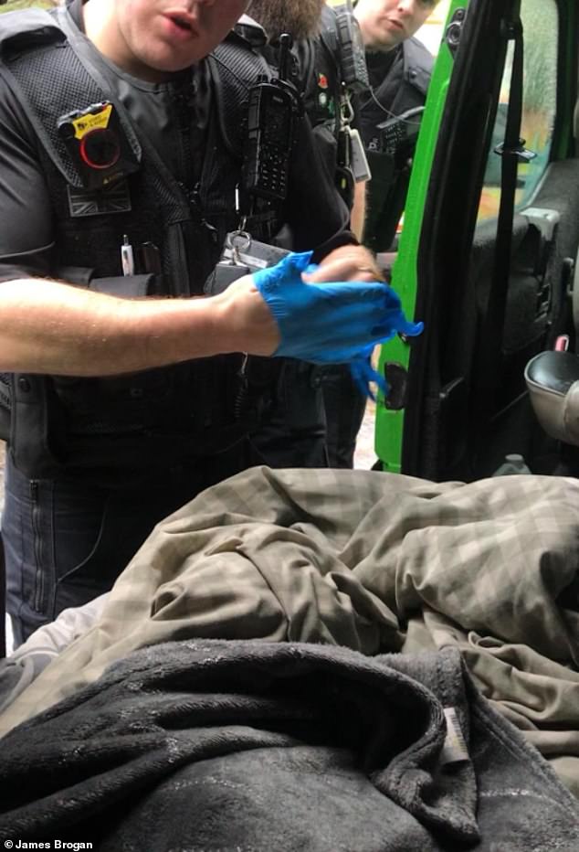 James captured the moment Staffordshire Police arrived to arrest him for refusing to leave his van, before the vehicle was towed by the DVLA and taken to a compound for auction