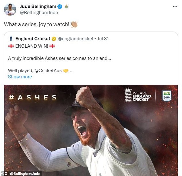 He has shown his love for cricket on social media, especially after the summer Ashes