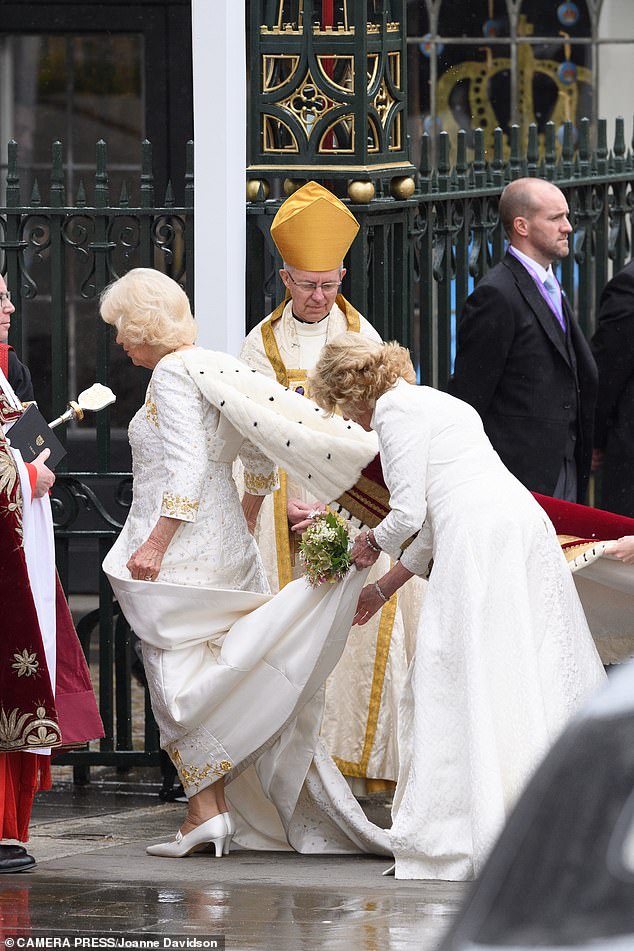 Annabel is always by her sister's side and chooses the Bruce Oldfield Coronation dress