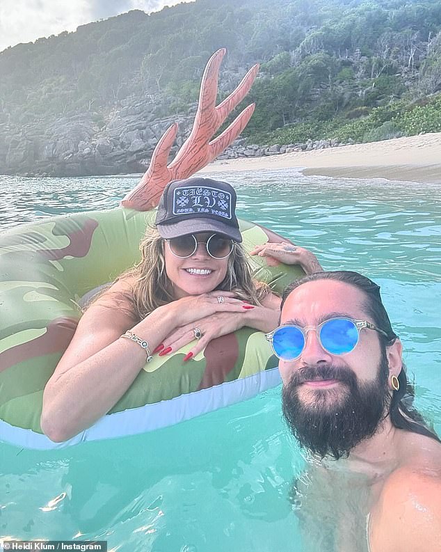 The catwalk icon, 50, has been enjoying the Christmas sun in the Caribbean with her rocker husband Tom Kaulitz, 34