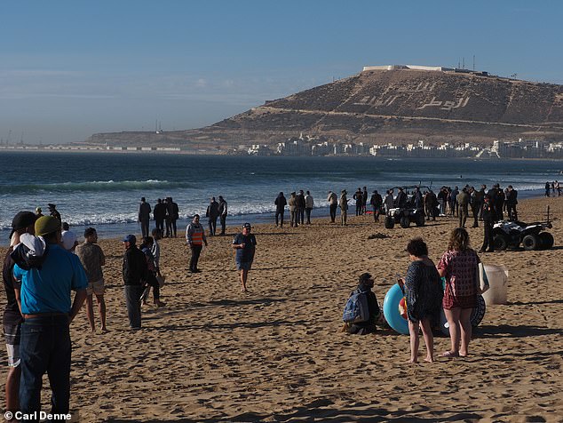 A British couple is seen being stabbed in the back and legs on Agadir Beach