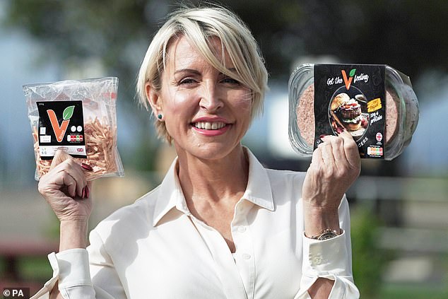 While Ms Partridge insists that 'there will come a day when we look back with sheer shame and regret' on our meat consumption, meat-free businesses are struggling to stay afloat, with Heather Mills' VBites (pictured) the latest business to they ended up in.  administration