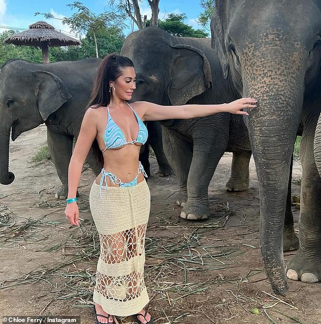 She added matching high-leg bottoms that tied at the sides and a crocheted sarong